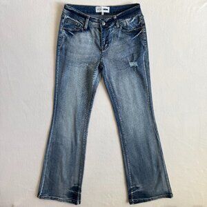 Fashion Nova Jeans Women's Size 28x32 Blue Bootcut Stretch Distressed Faded